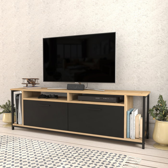 Hanah Home Omar Soporte de TV Roble y Negro Hanah Home Omar Soporte de TV Roble y Negro